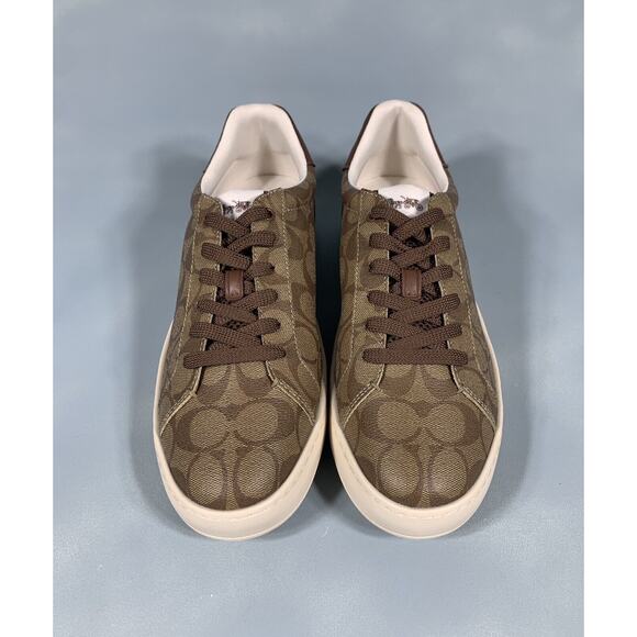 $168 Coach Clip Signature Low Top Sneaker Khaki Saddle G4949 Men's Size 11 - Picture 2 of 10